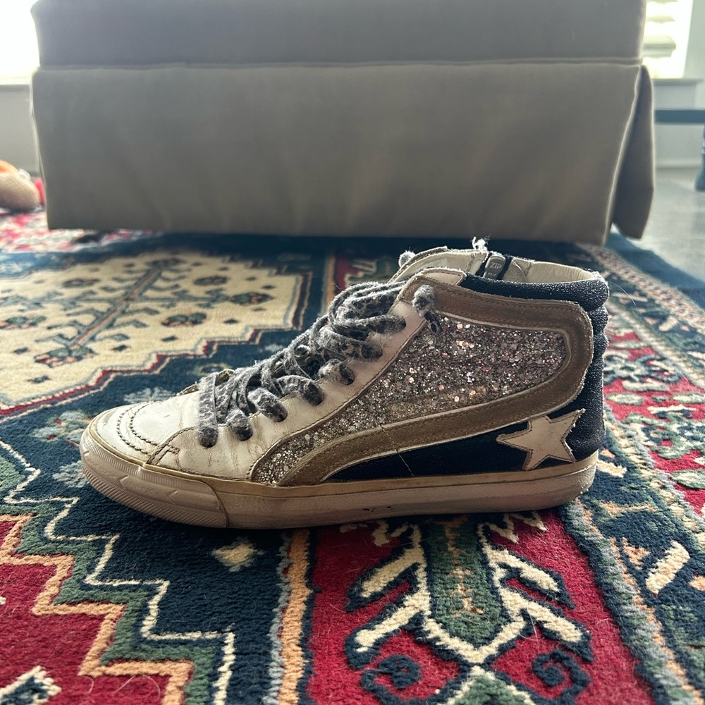 Golden Goose Women's Silver Glitter High-Top Sneakers